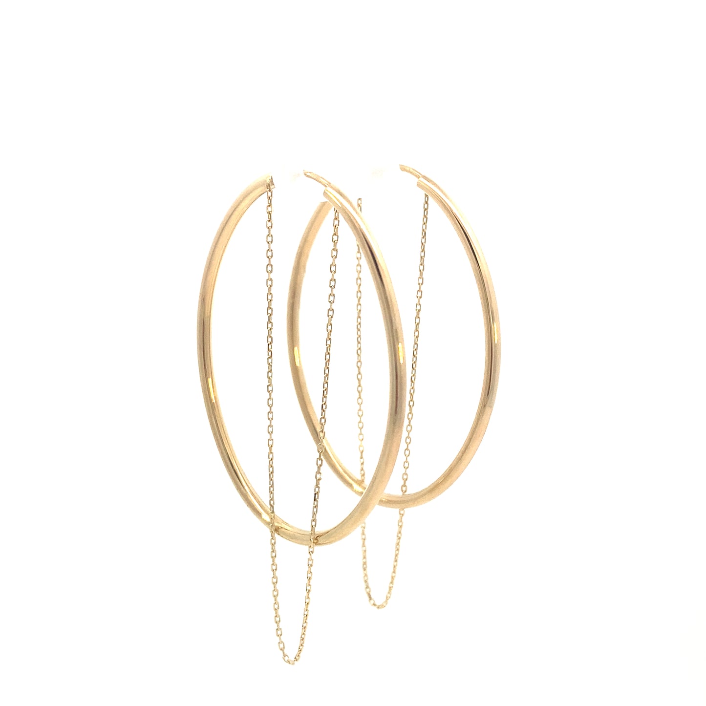 14K Gold Hoop with Chain Earrings | Luby Gold Collection | Luby 