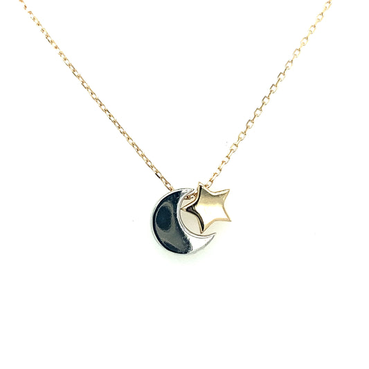 Fancy Necklace Halft Moon and Star | Luby Gold Collection | Luby 