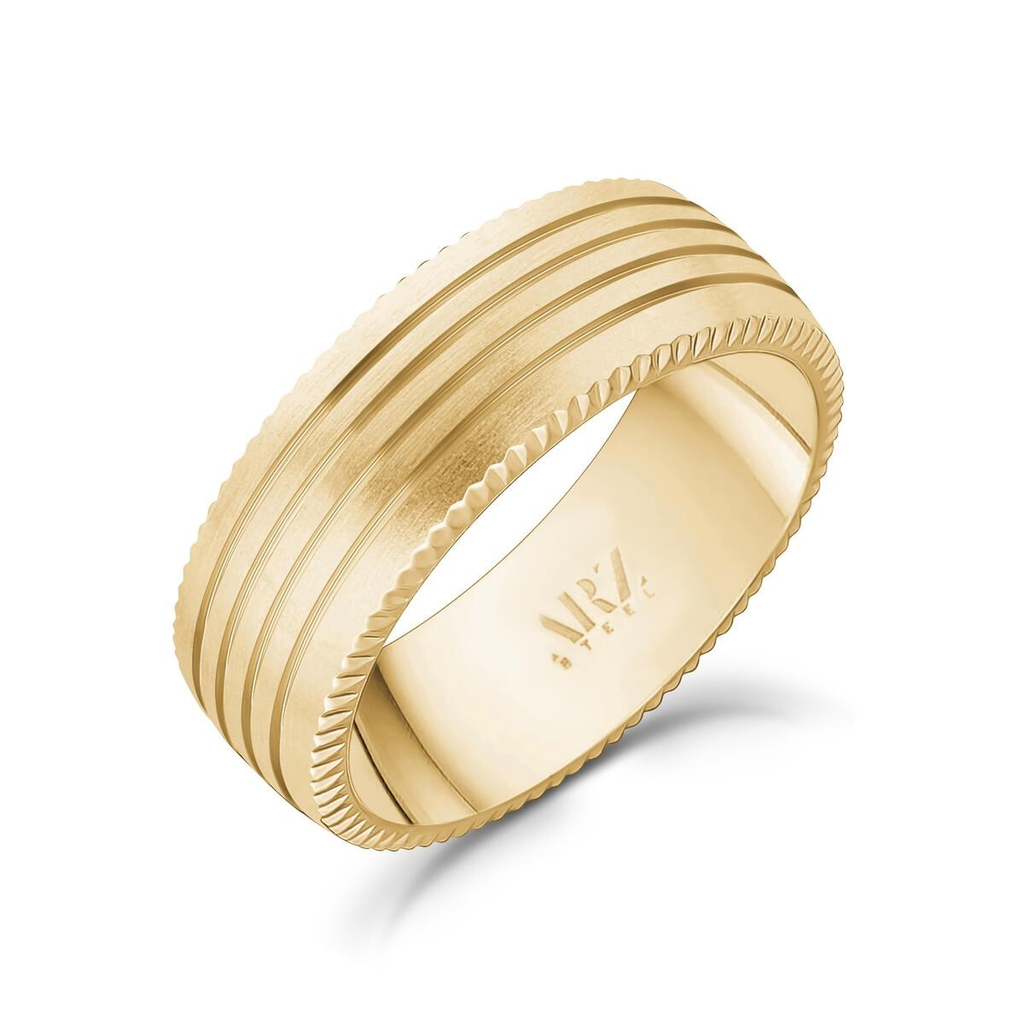 Matte Steel 4-Lined Diamond Cut Ring | ARZ Steel | Luby 