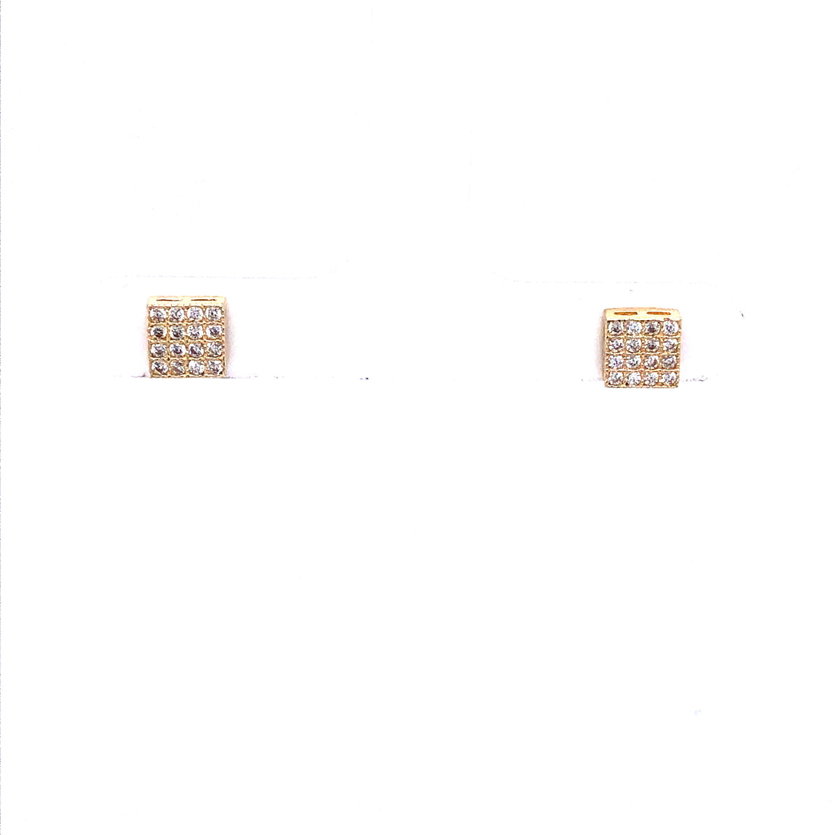 14K Square Earrings Stud with Cz | Luby Gold Collection | Luby 