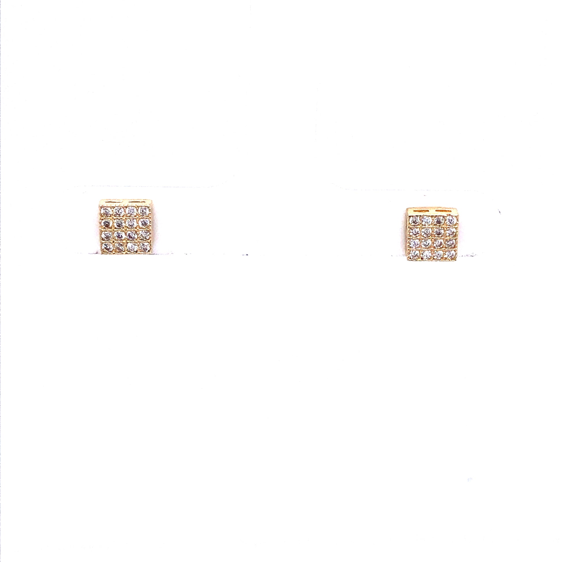 14K Square Earrings Stud with Cz | Luby Gold Collection | Luby 