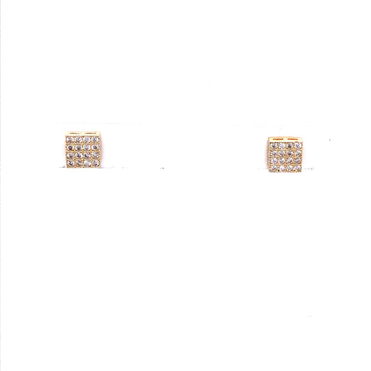 14K Square Earrings Stud with Cz | Luby Gold Collection | Luby 