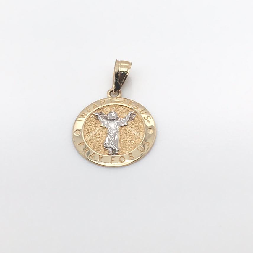 Pray For Us Infant Jesus Medal 14K Gold Pendant | Luby Gold Collection | Luby 
