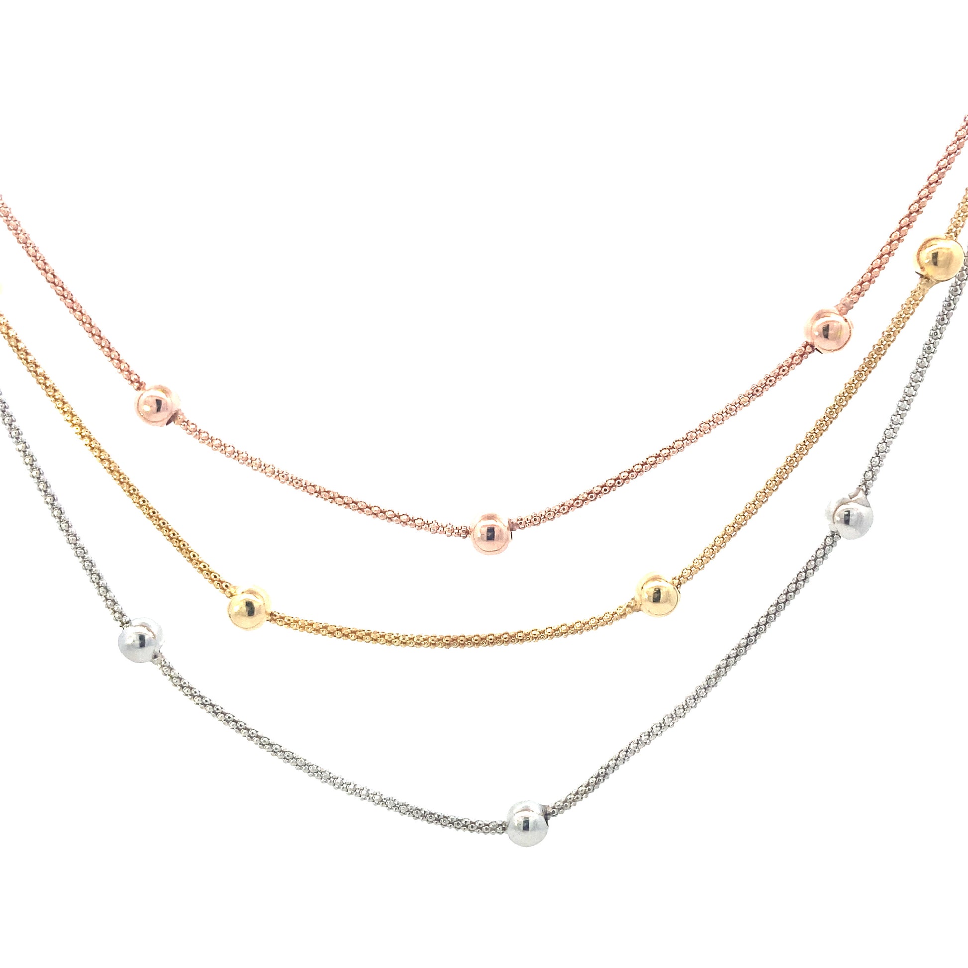 Marcello Pane Box Chain Layering Three Color Necklace | Marcello Pane | Luby 