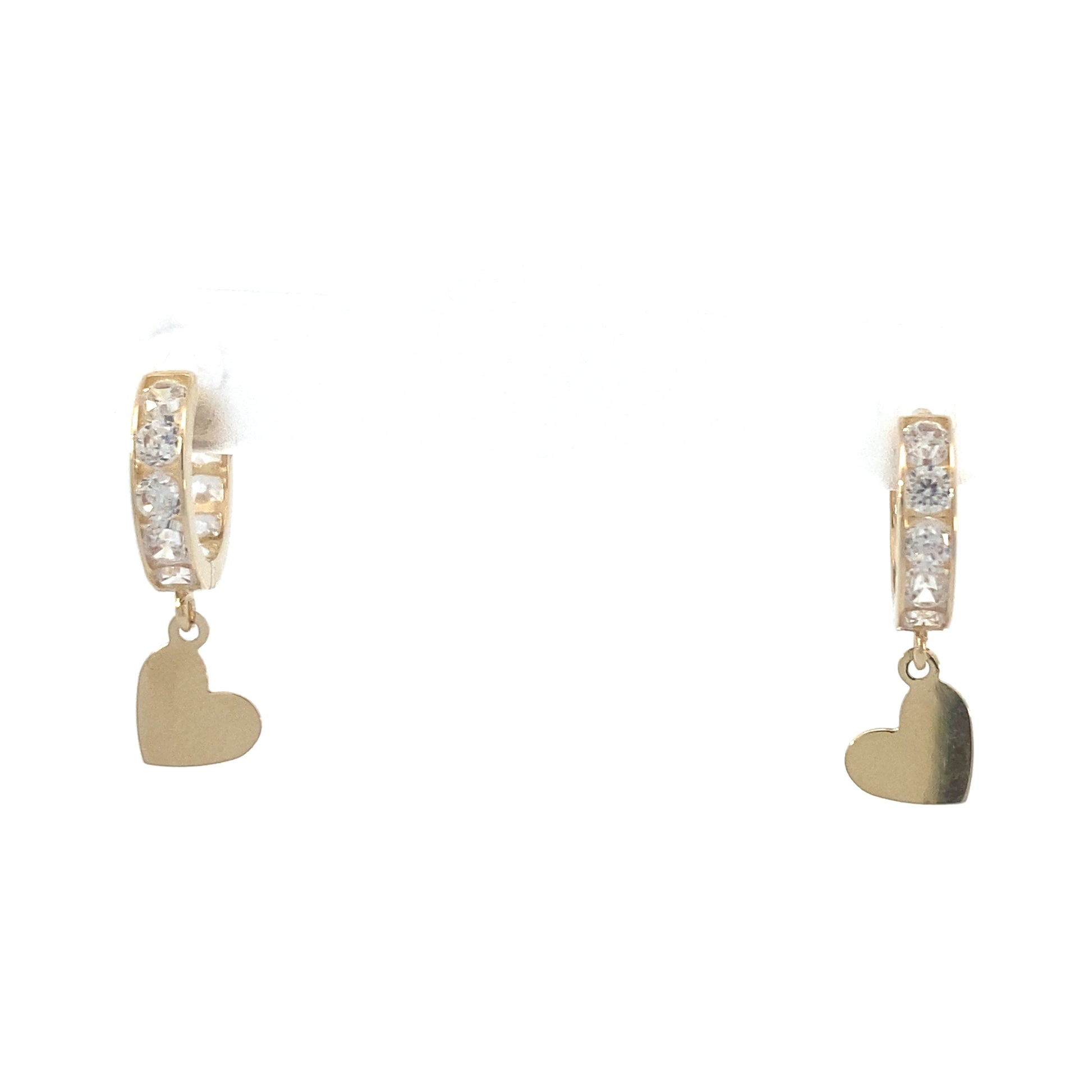 14K Gold CZ Hoops with Heart | Luby Gold Collection | Luby 