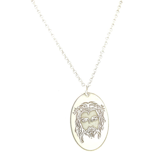 Jesus Oval Pendant Sterling Silver | Luby Silver Collection | Luby 