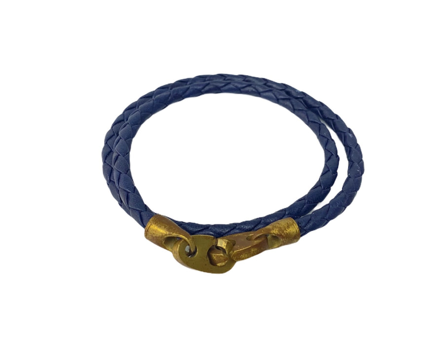 Pulsera de cuero de doble vuelta The Journey (azul medianoche)