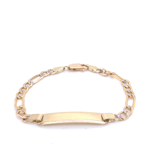 14K Figaro Link Two-Tone Gold Chain Bracelet | Luby Gold Collection | Luby 