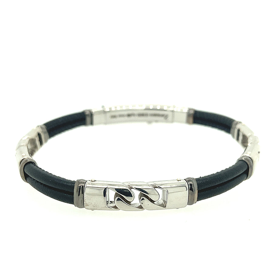 Pulsera de Cuero y Candados de Plata