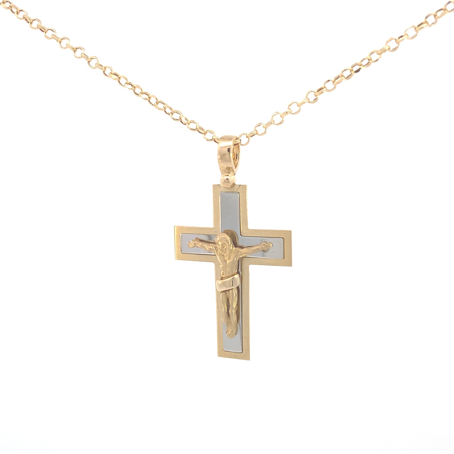 14K Gold Jesus Cross Two Tone | Luby Gold Collection | Luby 