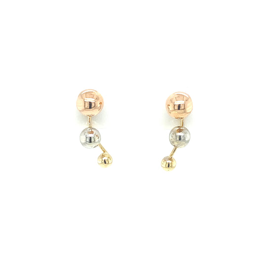 14K TRI COLOR GOLD BALL EAR CLIMBER | Luby Gold Collection | Luby 