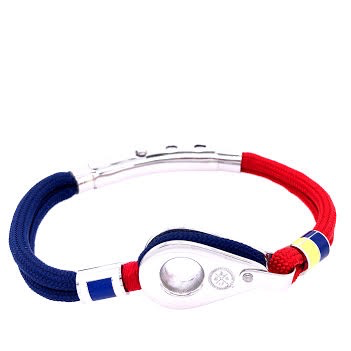 Red and Blue Double Cord with Silver Pulley and Nautical Flags Charms Bracelet (Red-Blue/Silver) | Seaknots | Luby 