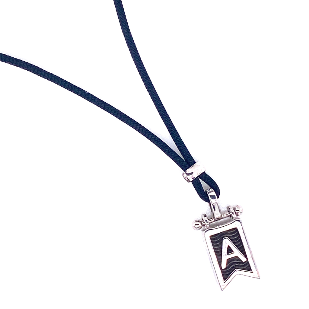 Nautical Flag Letter A Pendant Black Necklace | Zancan | Luby 