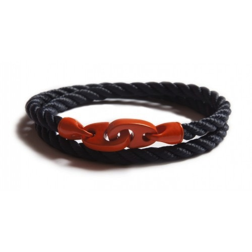 The Signal Double Wrap Rope Bracelet (Navy Blue/Orange) | Sailormade | Luby 