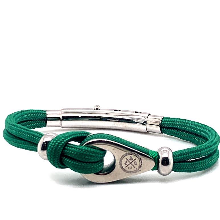 Green Double Cord with Silver Pulley and Beads Bracelet (Green/Silver) | Seaknots | Luby 