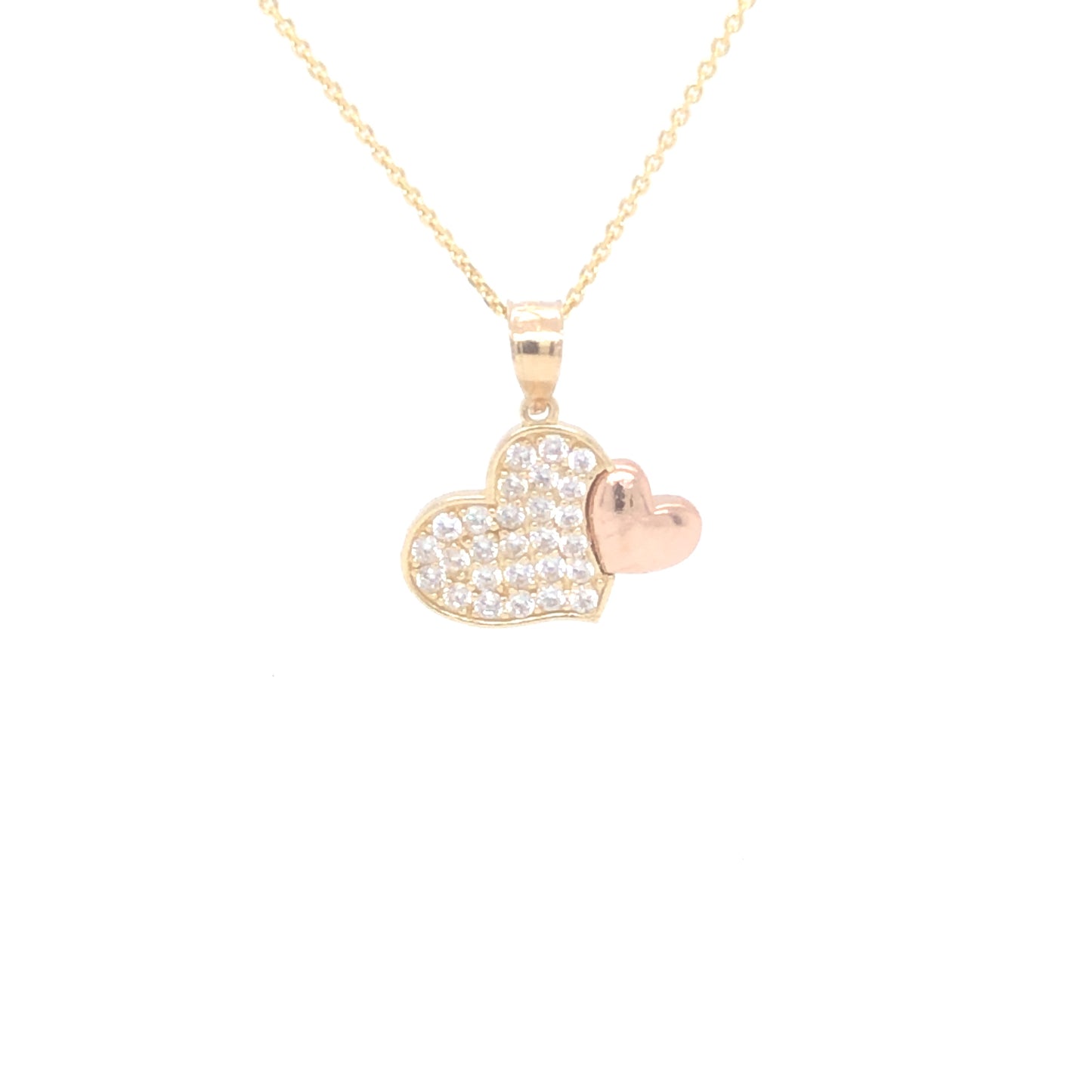 Two-Tone Heart Pendant With Cz | Luby Gold Collection | Luby 