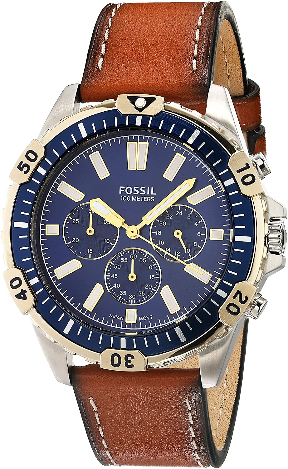 Garrett Chronograph Luggage Leather Watch | Fossil | Luby 