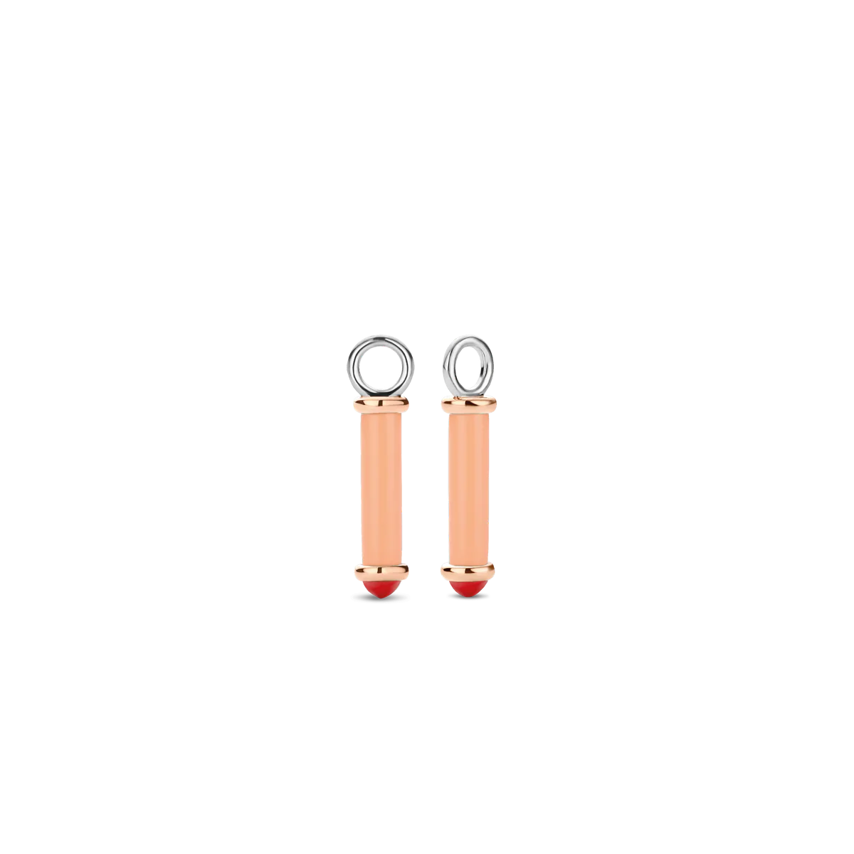 Coral Red Tube-Shaped Earrings | Ti Sento Milano | Luby 