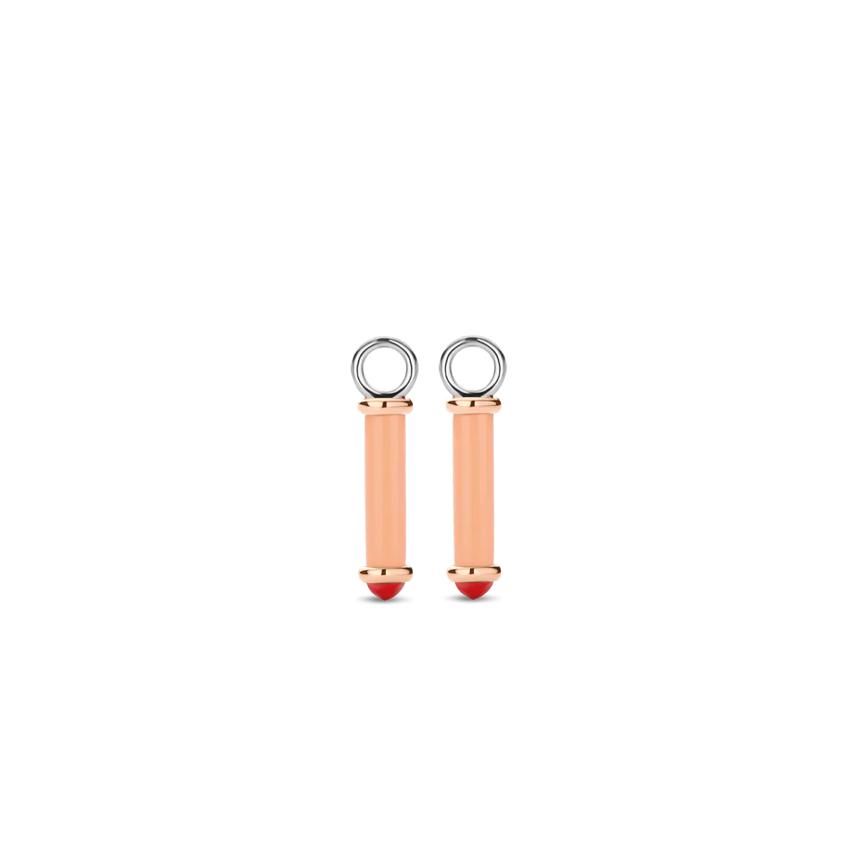 Coral Red Tube-Shaped Earrings | Ti Sento Milano | Luby 