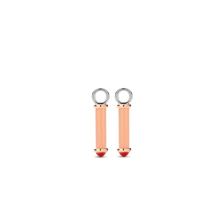 Coral Red Tube-Shaped Earrings