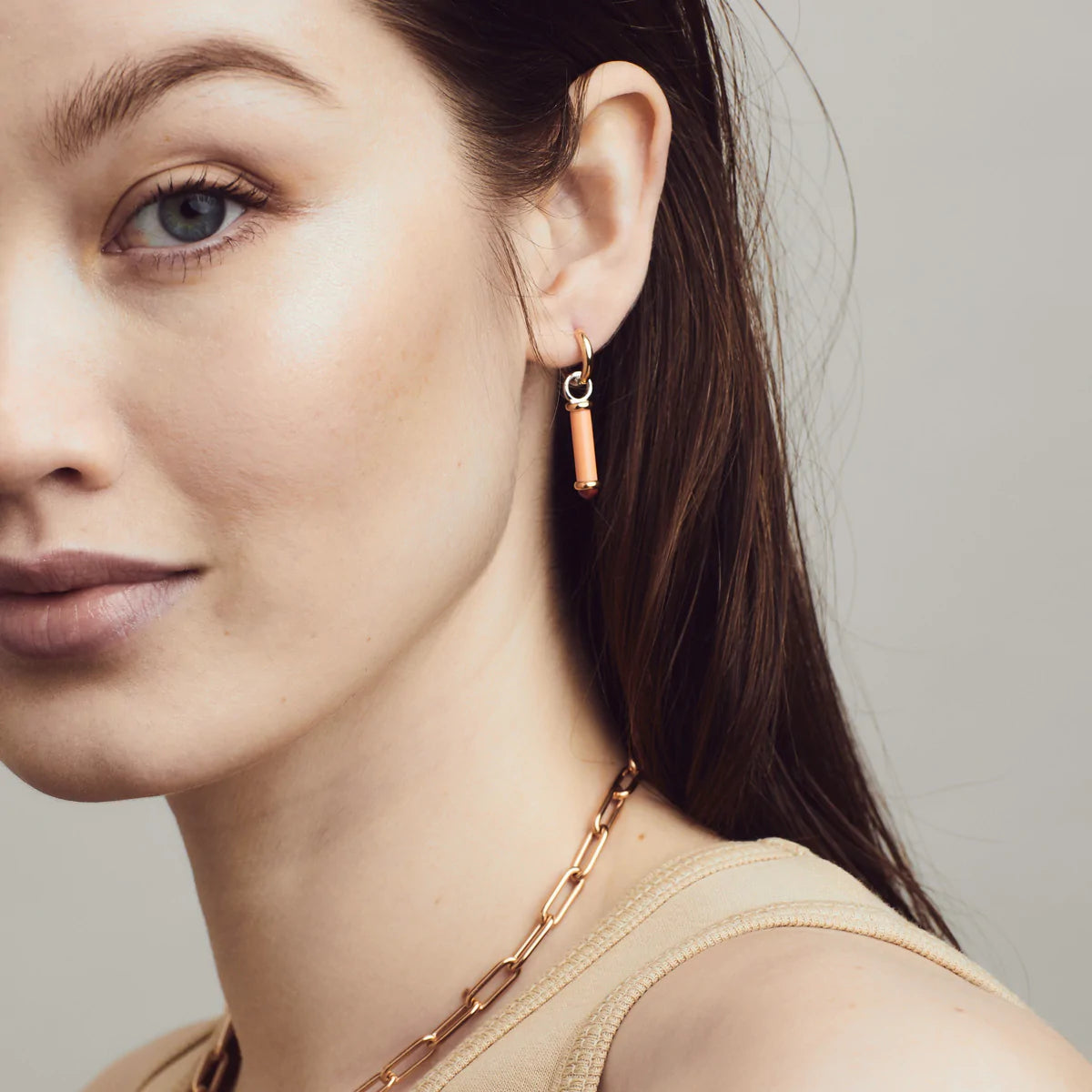 Coral Red Tube-Shaped Earrings | Ti Sento Milano | Luby 