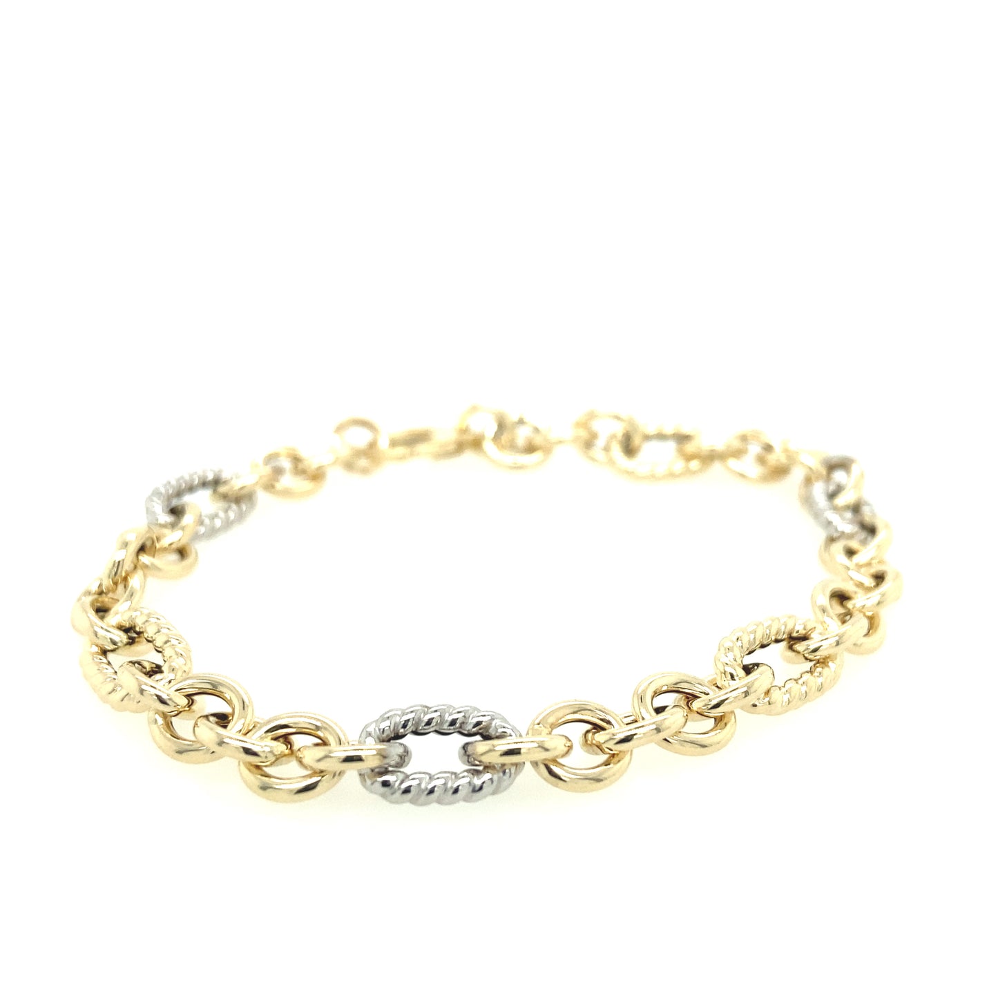 14K Gold Rolo Link Two-Tone Bracelet | Luby Gold Collection | Luby 