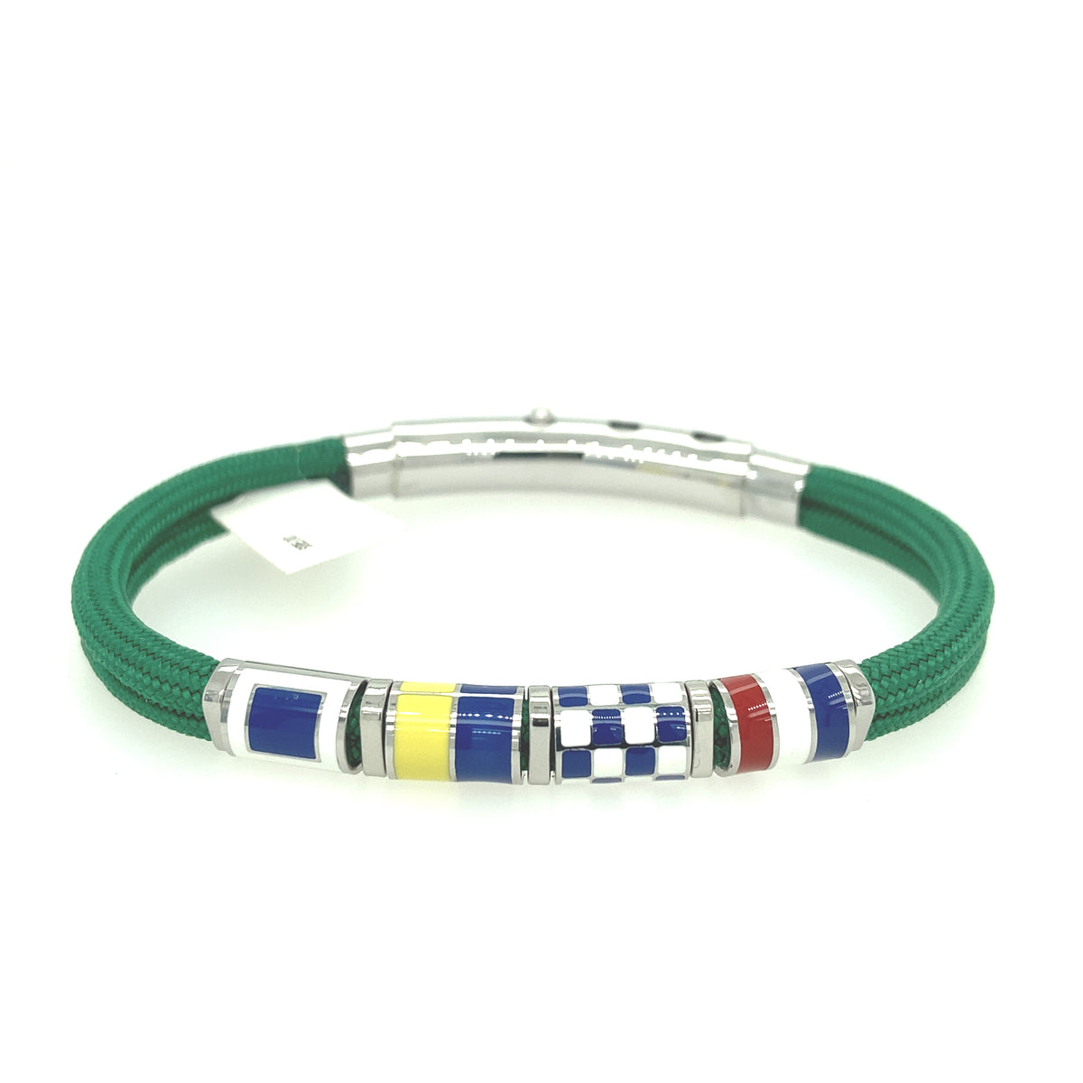 GREEN DOUBLE CORD WITH NAUTICAL FLAGS CHARMS BRACELET | Seaknots | Luby 