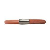 Brazalete de cuero de una vuelta de coral (plata/coral)