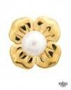 Big White Pearl Flower Charm (Gold/White)