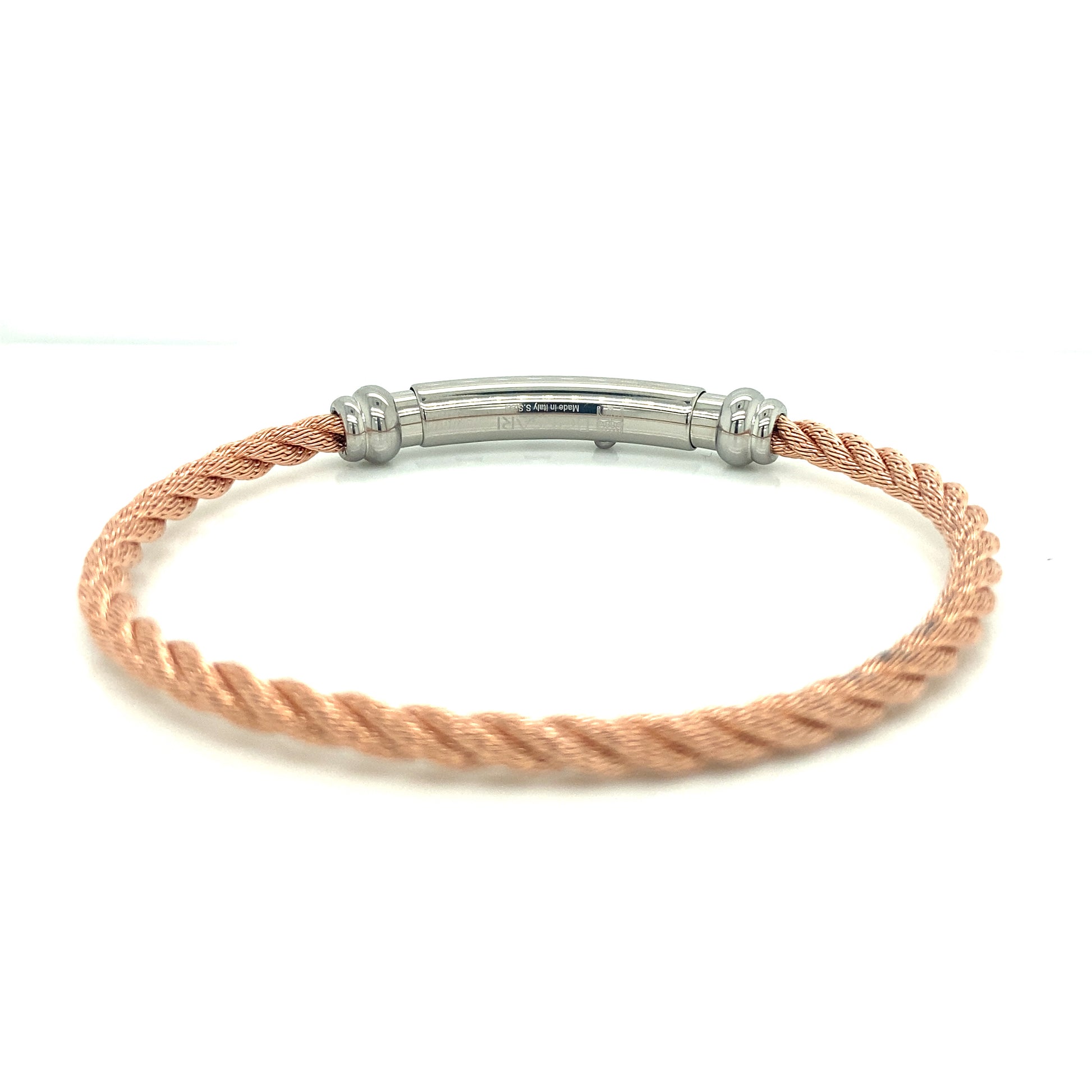 Borsari Rose-Gold Stainless Steel Rope Bangle | BORSARI | Luby 