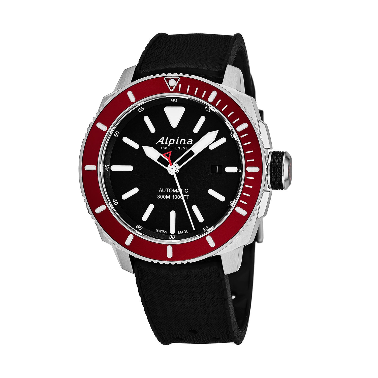 Seatrong Diver 300 Automatic (Black-Red) | Alpina | Luby 