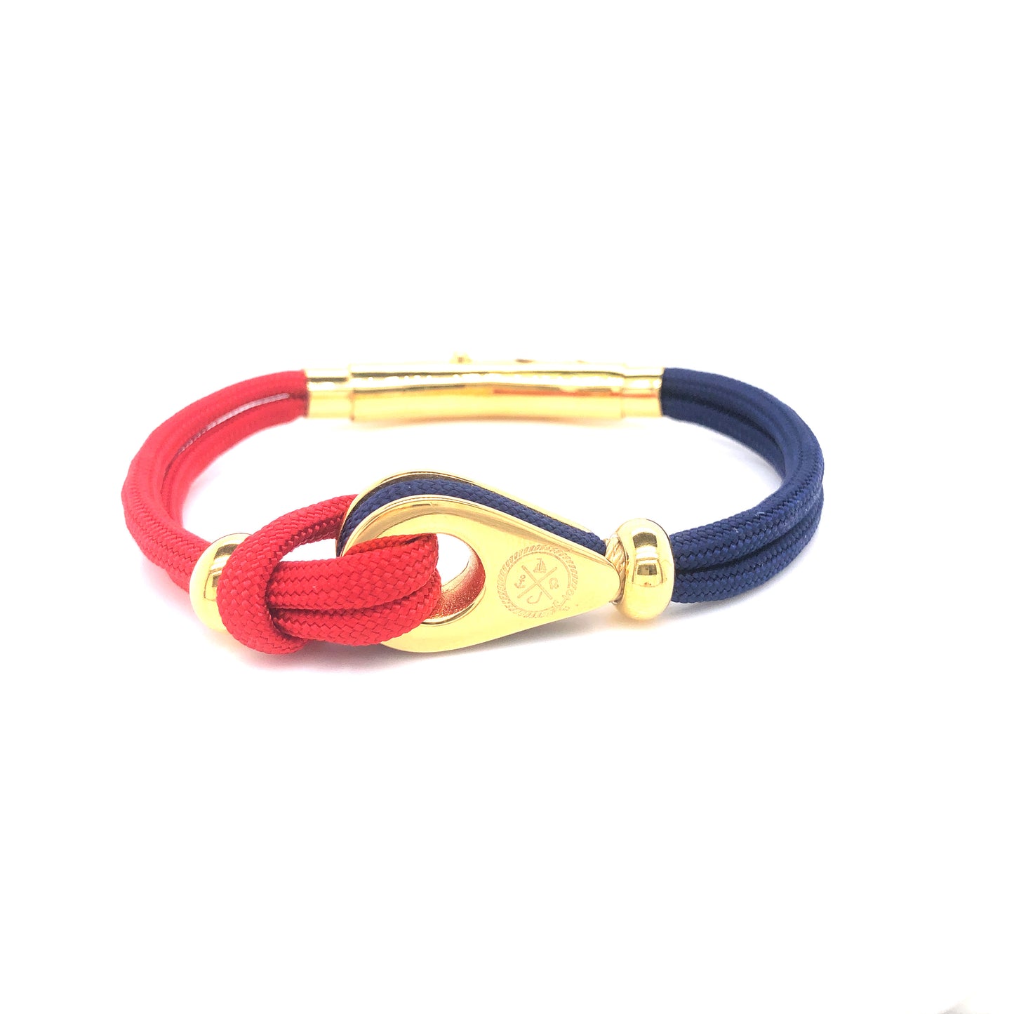 Red and Blue Double Cord with Gold Pulley and Beads Bracelet (Red-Blue/Gold) | SEAKNOTS | Luby 
