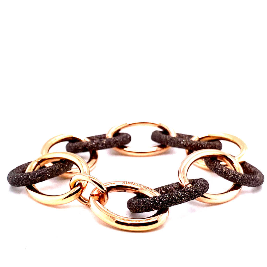 Dust of Dreams Alternating Link Bracelet (Rose-Gold;Brown) | Pesavento | Luby 