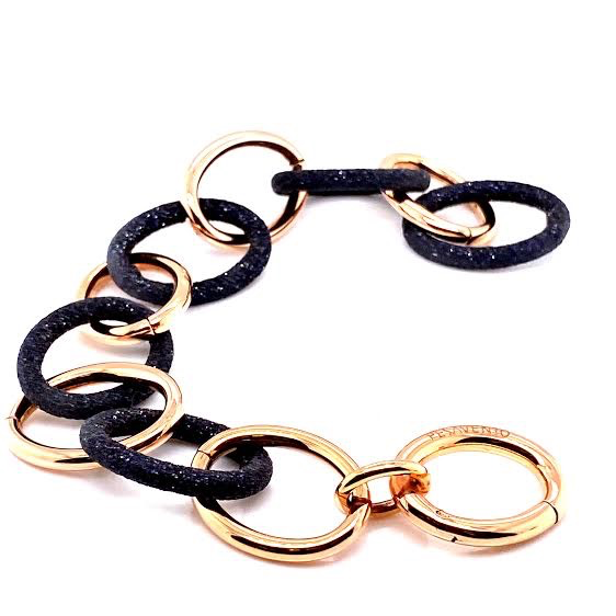 Dust of Dreams Alternating Link Bracelet (Rose-Gold;Black) | Pesavento | Luby 