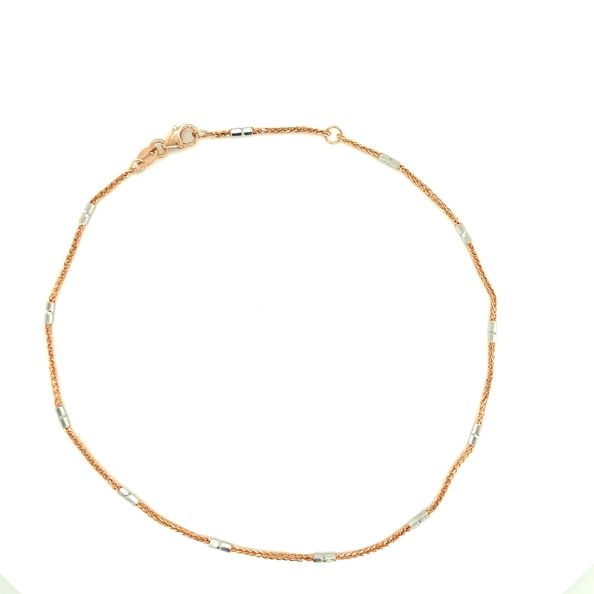 14K ANKLET ROSE GOLD AND WHITE BARREL | Luby Gold Collection | Luby 