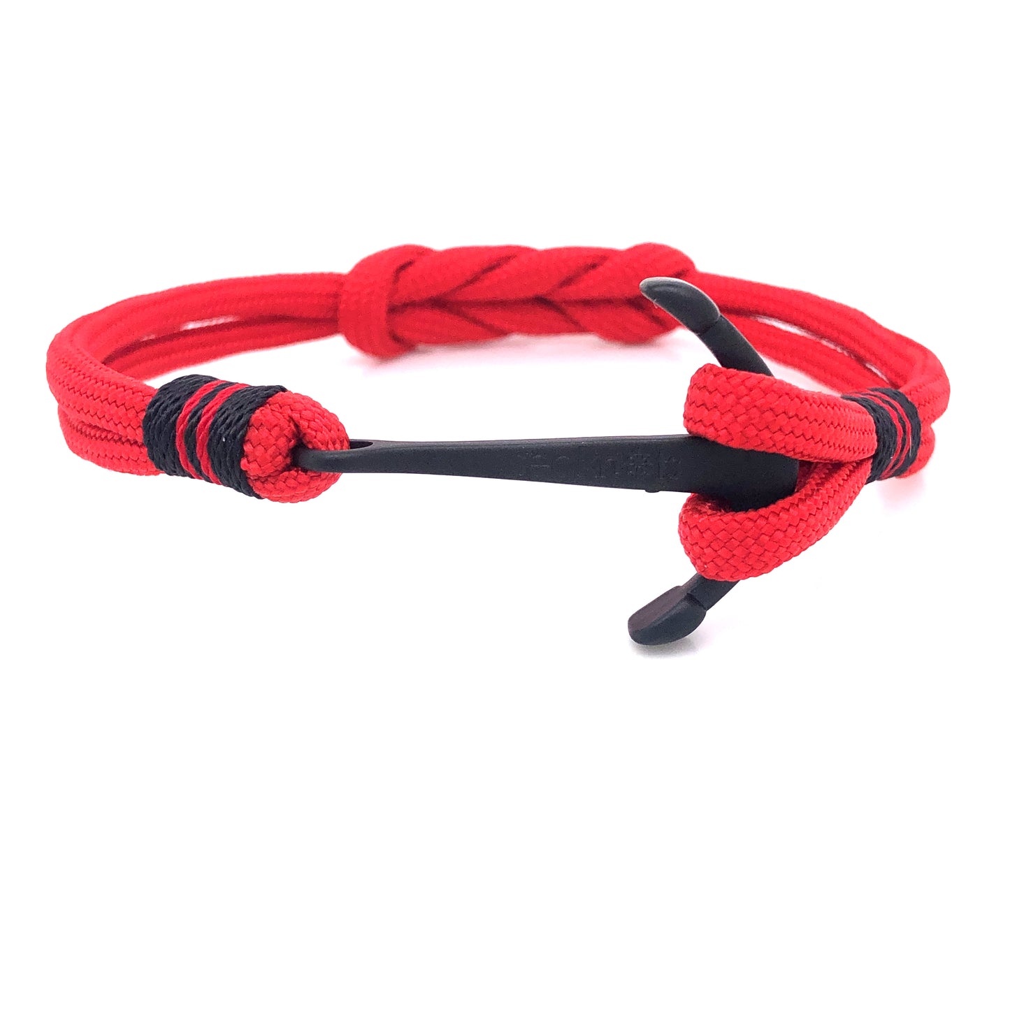Red Double Cord with Black Matte Anchor Bracelet (Red/Black) | SEAKNOTS | Luby 