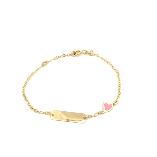 14K Engraving Baby Bracelet Pink  Heart | Luby Gold Collection | Luby 