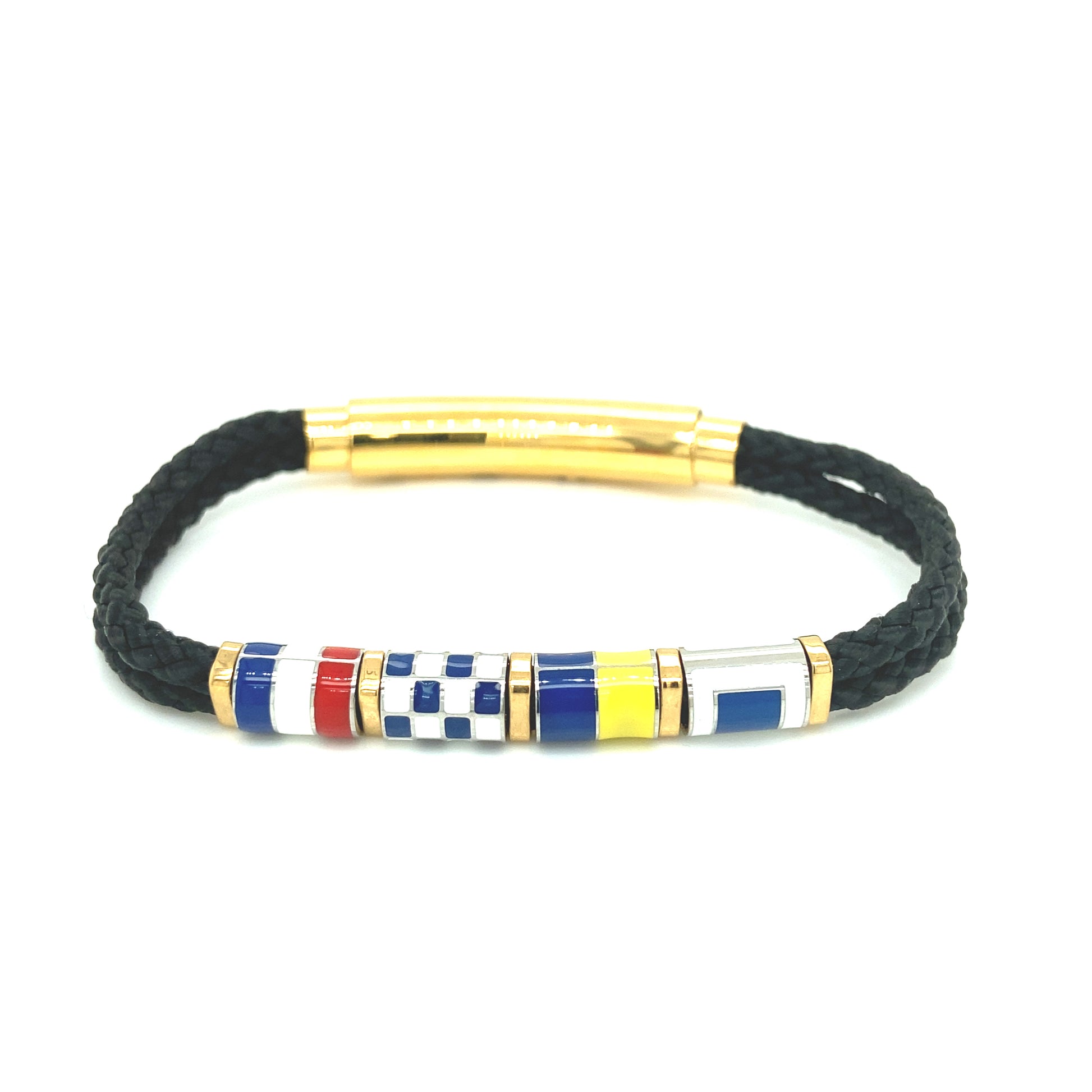 Black Double Cord with Nautical Flags Charms Bracelet | Seaknots | Luby 