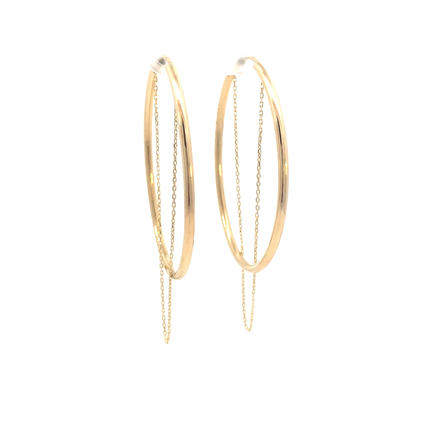 14K Gold Hoop with Chain Earrings | Luby Gold Collection | Luby 