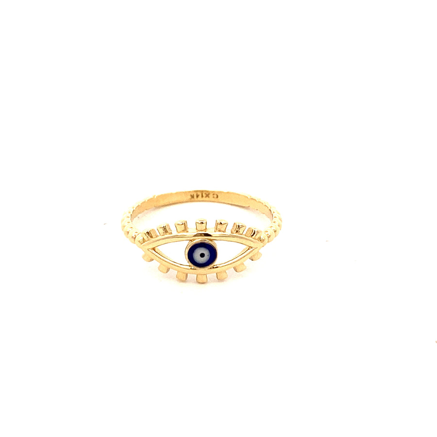 14K Gold Evil Eye Ring