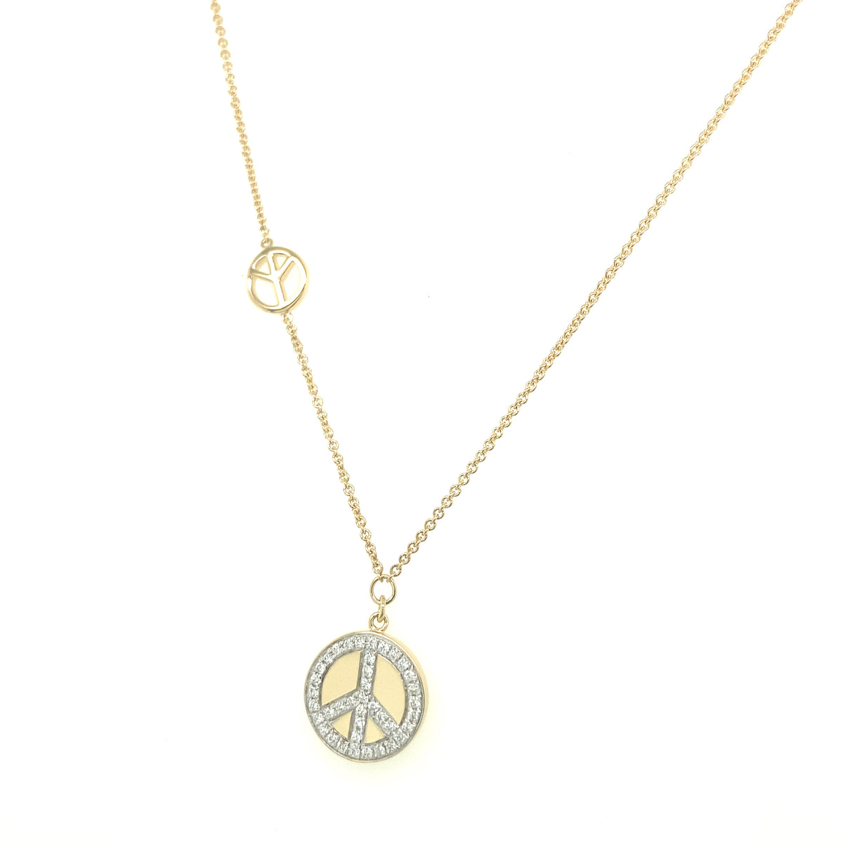 Zeghani Peace 14K Diamond Yellow Gold Necklace | Zeghani | Luby 