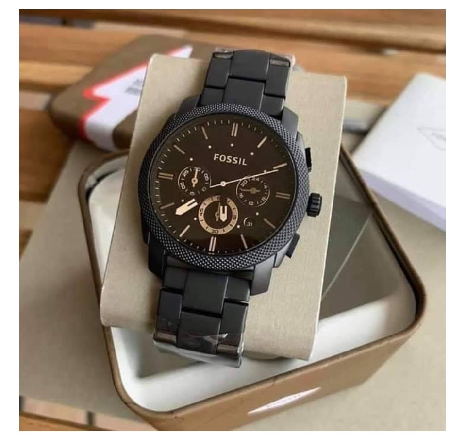 Machine Mid-Size Chronograph Watch (Black) | Fossil | Luby 