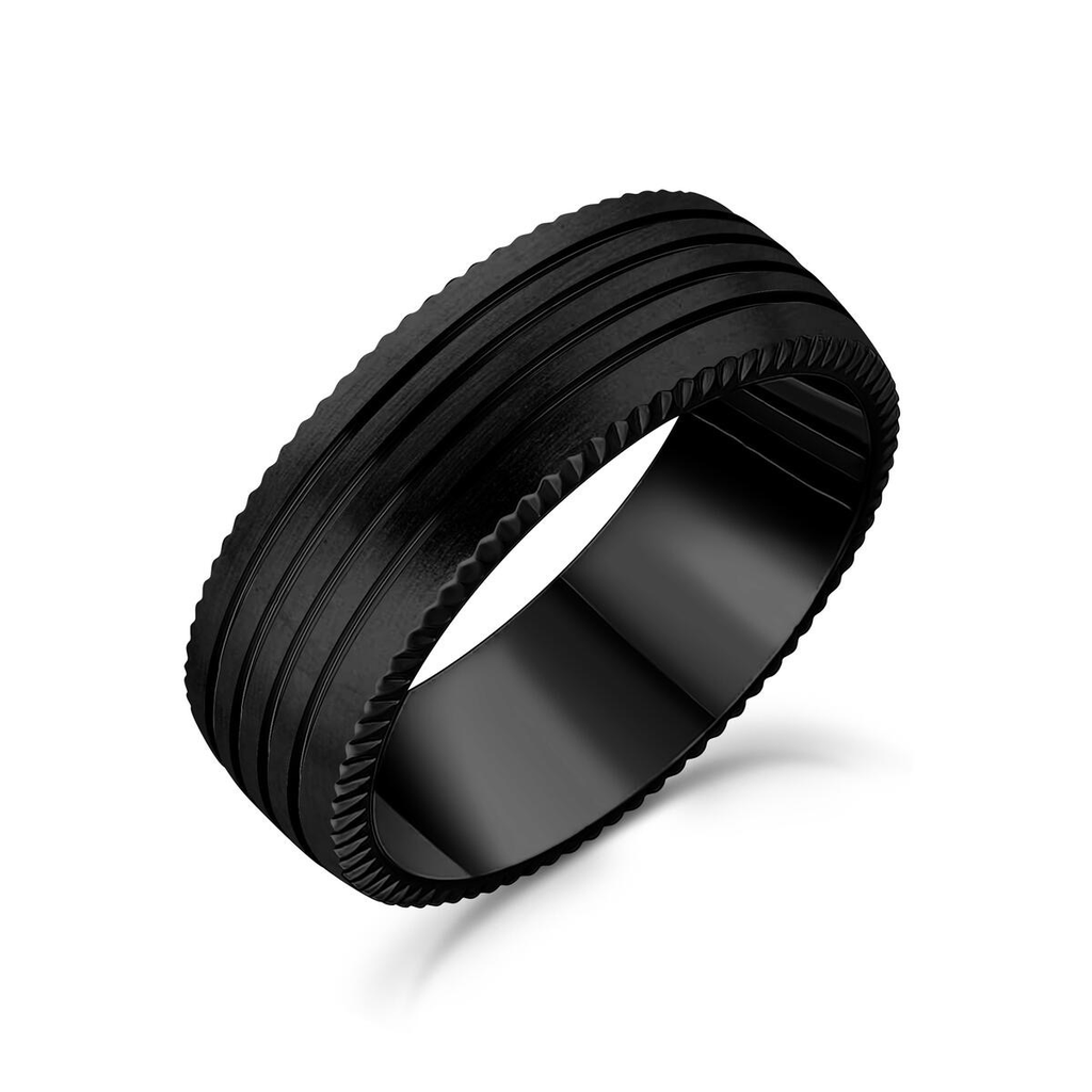 Matte Steel 4-Lined Diamond Cut Ring | ARZ Steel | Luby 