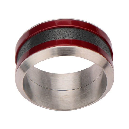 Crimson Red & Black Oxidized Ring | Inox | Luby 