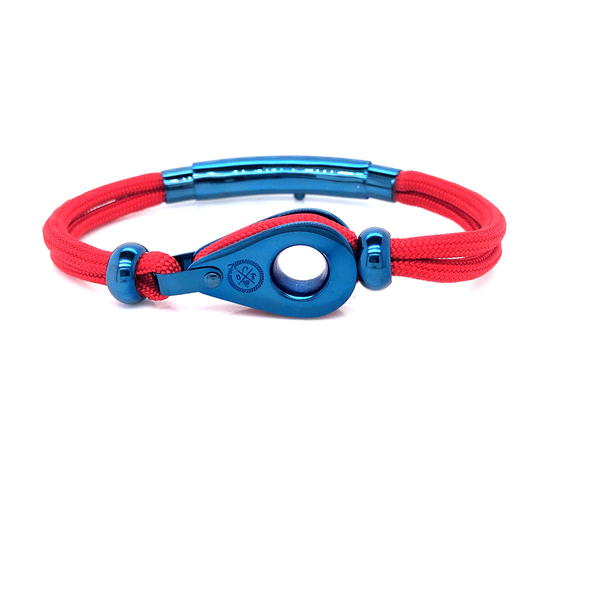 Red Double Cord with Blue Pulley and Beads Bracelet (Red/Blue) | SEAKNOTS | Luby 