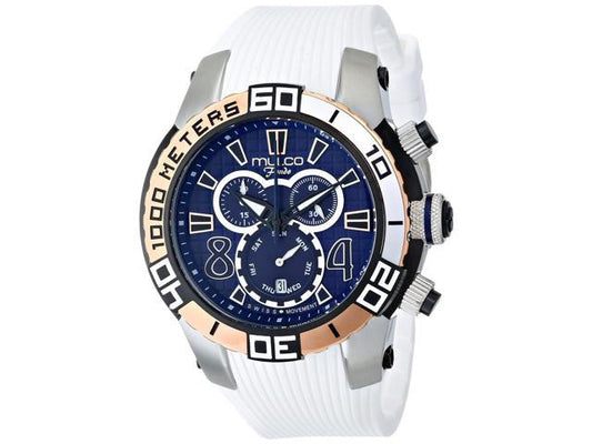 Mulco Fondo Wheel Chronograph Watch (White/Blue) | Mulco Watches | Luby 