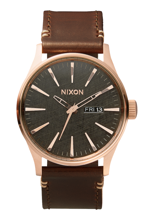 Rose-Gold Sentry Brown Leather Watch | Nixon | Luby 