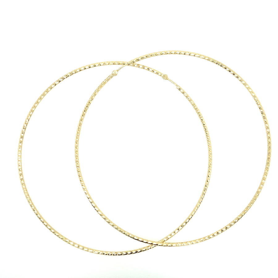 14K Gold Large Faceted Earring Hoops