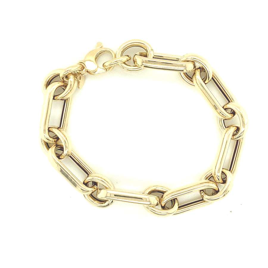 Brazalete de hojaldre con eslabones de oro de 14k