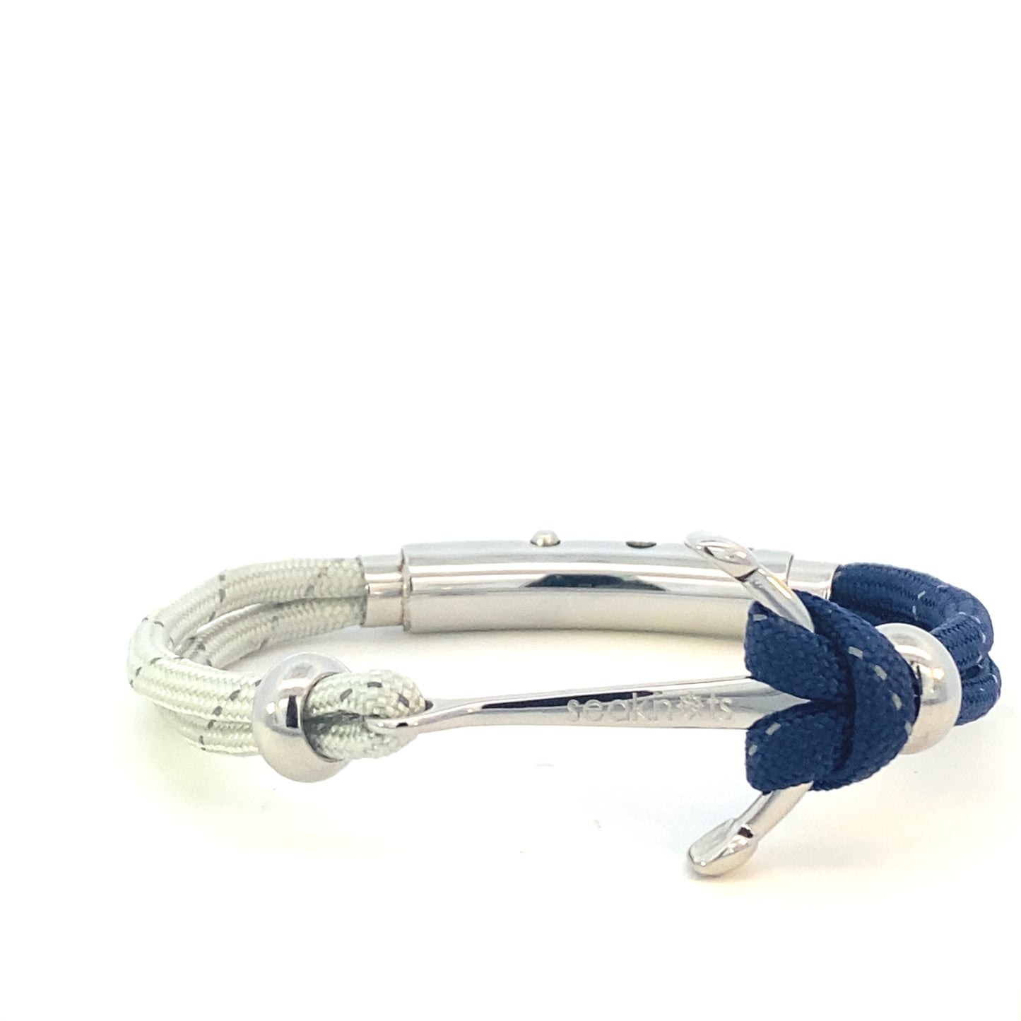 DOUBLE CORD W ANCHOR / KNOT / BEADS SILVER | Seaknots | Luby 